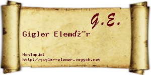 Gigler Elemér névjegykártya