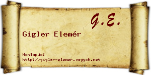 Gigler Elemér névjegykártya